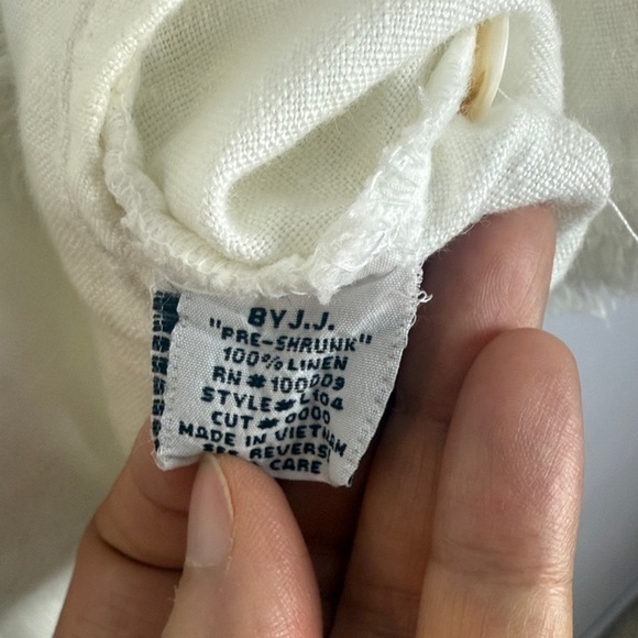 By JJ 100% Linen Stylish White Linen Blouse with Fringe Detail Size Large - Picture 8 of 13